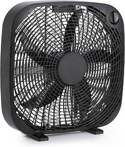Amazon Basics 3-Speed Box Fan for Bedroom, Portable with Carry Handle, Powerful Airflow, 5 Blades, Lightweight Design, 67 Watts, 20-Inch, Black, 6.8"D x 20.86"W x 21.33"H