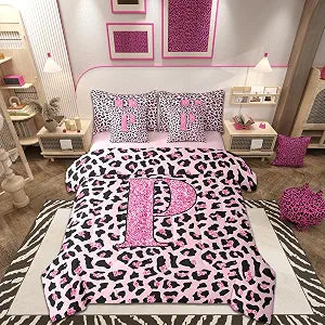 jejeloiu Leopard Print Comforter Set Twin Size 7 Pieces Bed in a Bag