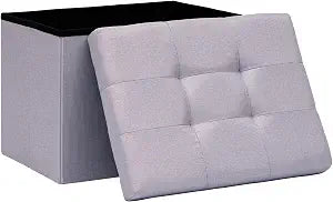 16.5 Inch Small Rectangular Storage Ottoman, Collapsible Footrest
