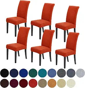 Stretch Chair Covers for Dining Room Set of 6, Removable Washable Dining Room Chair Covers, Dining Chair Slipcovers Seat Protector, Great for Home and Banquet (Pureed Pumpkin, 6 Pack)