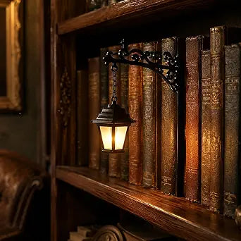 Library Lantern mini Bookshelf lamp, Library Lantern-Decorative Vintage Bookshelf Lighting for Office Home, Library, Study (#A)