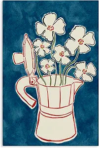 Stupell Industries Moka Pot Flowers Floral, 20 x 30 Inch Canvas Wall Art