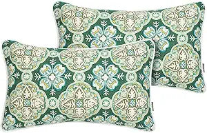 FUNHOME Outdoor Lumbar Pillow Covers 12X20 Inch, No Insert-Green Medal