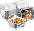Fit Meal Prep 50 Pack 5.7" X 4.8" Aluminum Pans with Lids, 1 Lb Disposable Aluminum Foil Pans, Small Foil Pans with Clear Lids, Baking Trays for Meal Prep, Takeout, Catering & Freezer
