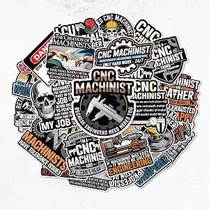 16 PCS CNC Machinist Vinyl Decal Stickers, Waterproof Sticker for Toolboxes,Helmet,Water Bottle, Laptop, Skateboard,Laptop Luggage Cup Surfboard