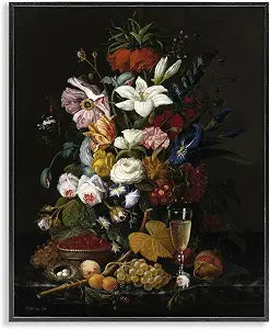 Traditional Floral Goblet Still Life, 16 x 20 Inch Framed Gicle Print