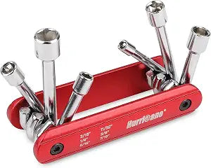 HURRICANE 6 in 1 Folding Nut Driver Set SAE, Hex Nut Driver Set, Cr-V Steel Shank. Premium Portable Premium Aluminum Handle. Easy to Carry Out, 3/16, 1/4, 5/16, 11/32, 3/8, 7/16 inch