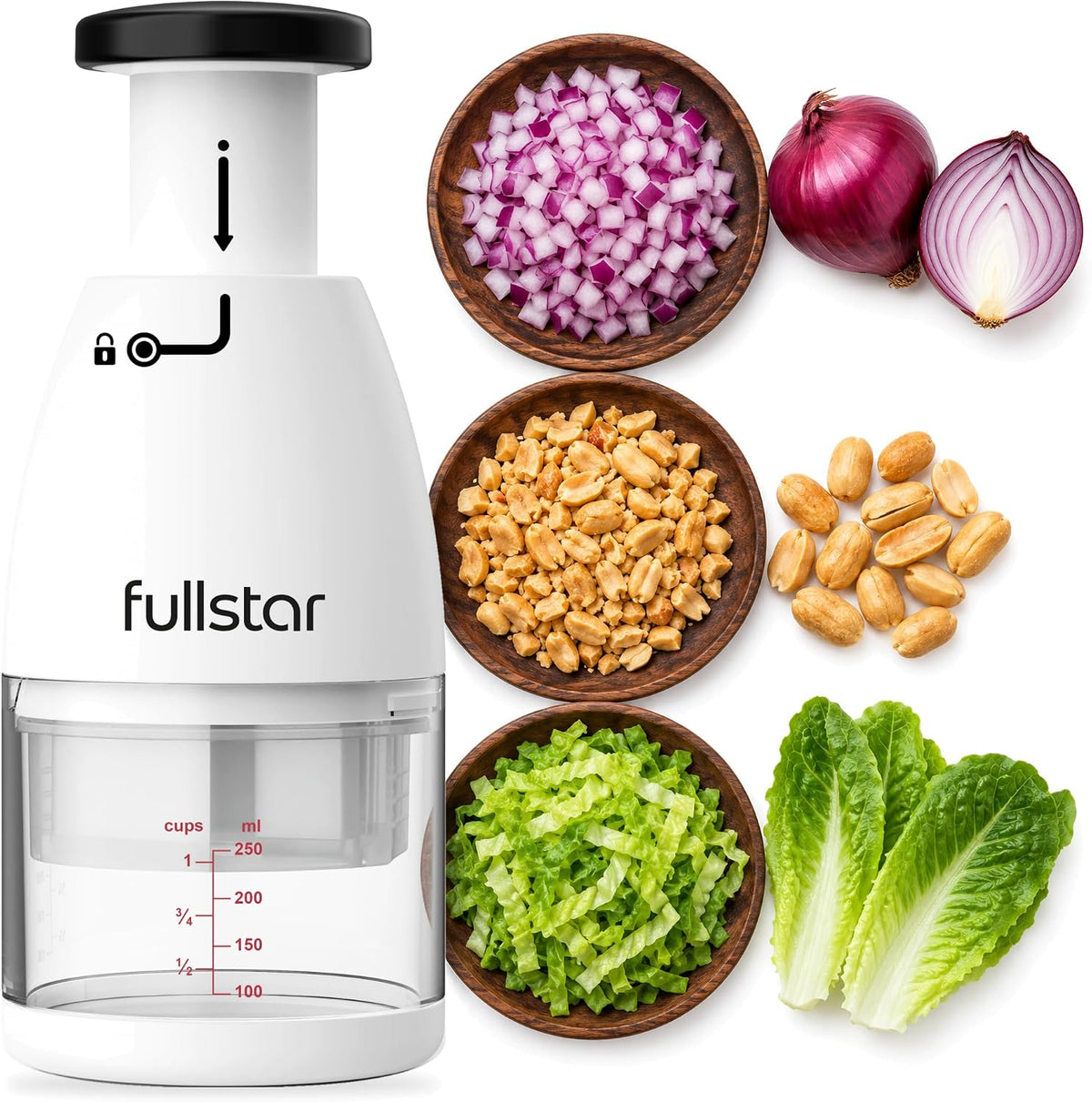 Fullstar Hand Chopper, Manual Vegetable & Onion Chopper, 1 Cup Container