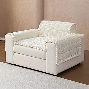 Couch Covers for Dogs, Pet Couch Covers for Recliner, Couchs Protector for Dogs, Sofa Cover for Pets Washable, Dog Cover for Couch, Velvet Couchs Protector for Pets(1PC,Beige White,27.6"27.6")