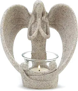 Zingz & Thingz Hear My Prayer Collection Resin Candle Tealight Holder, 5.375x3.875x5.75, Desert Angel