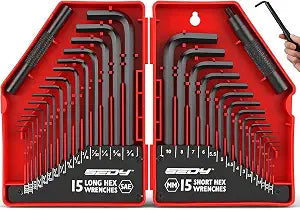 SEDY 32-Piece Hex Key Wrench Set, Metric and SAE Allen Wrenches (0.028-3/8 inch, 0.7-10 mm) L Shape Allen Keys, Chrome Vanadium Steelwith 2x Extension Handle