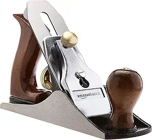 Amazon Basics No.4 Adjustable Precision Smoothing Bench Hand Plane with 2-Inch Blade and Wooden Handles for Woodworking, Brown