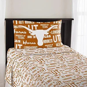 Texas Longhorns Sheet Set with Pillowcase UT Twin Size 3 Piece