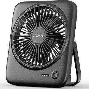 Otlonpe Personal Portable Desk Fan, 4000mAh Small Rechargeable Portable Fan Battery Operated & USB Powered for Travel Sleeping Bedroom Office Home Table, Cordless, Quiet, 4-Speed, 6.5 Inch (Black)