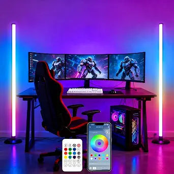 Flupuro 2 Pack ICRGB Corner Floor Lamp