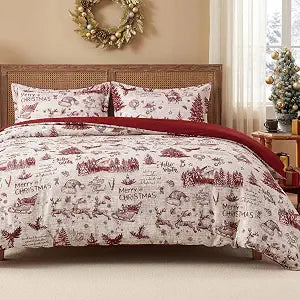 CAROMIO Christmas Duvet Cover Twin Size, 2 Pieces Christmas Holiday Printed Duvet Cover Bedding Set (Twin, 68"x90")