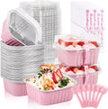 50 Pack Mini Cake Pans With Lids And Spoons,5oz Square Cake Tins