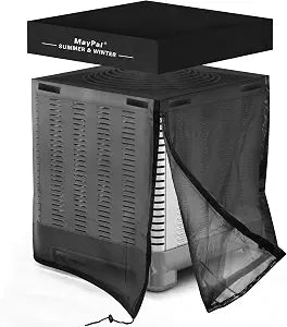 2 in 1 Air Conditioner Covers for Outside Units,Full Mesh & Detachable Waterproof Top AC Unit Defender Cover for All Season,Protect from Leaves,Snow & Dust 28"*28"*32"