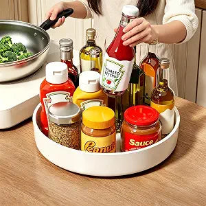 Lazy Susan Organizer Turntable, 11.8" Rotating Spice Rack Organization with Non-Slip Base & Raised Lip, Pantry Organizers and Storage for Cabinet, Kitchen, Bathroom, Countertop, Refrigerator