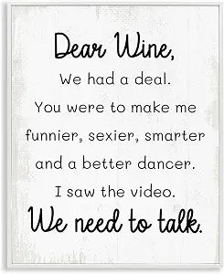 Dear Wine Comic Quote, 11 x 14 Inch Framed Gicle Print