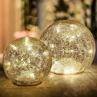 Mercury Crackle LED Glass Globe Ball Lamp with Timer