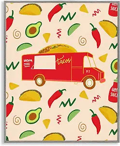 Taco Truck Food Pattern, 16 x 20 Inch Framed Gicle Print