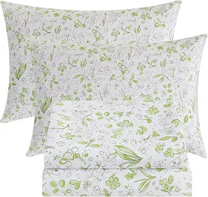 Bedlifes Floral Pattern Bed Sheet Set Full Size, 16" Deep Pocket 4PCS