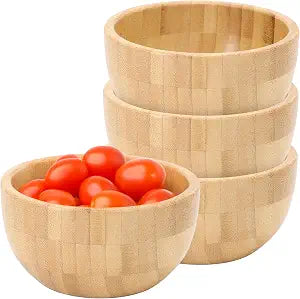 Elama 4 Piece Bamboo Wood 4.75 Inch Salad Bowl Set, Natural Wood, DInnerware, DIning Bowls, Salad Bowls, Bowl Sets (4.75 Inch)