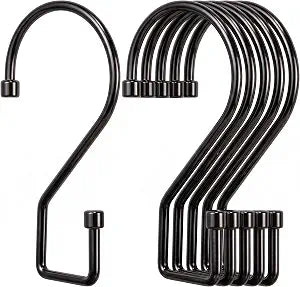 12Pcs S Hooks for Hanging, 4 inch Heavy Duty Large S Hooks, Reversible Black Metal S Shaped Hooks for Kitchen, Bathroom, Garden, Indoor, Outdoor