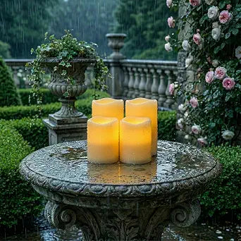 5plots Outdoor Waterproof Flameless Candles, LED Pillar Candles Set of 4