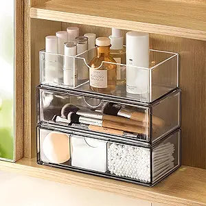PAVSTINE Medicine Cabinet Organizer 3 Pack, with 2 Pull-Out Drawers