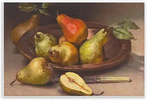 Classic Pears Still Life, 10 x 15 Inch Mounted Print on Wall Plaque