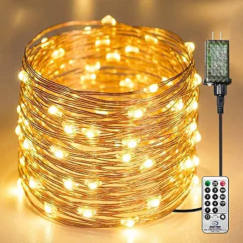 Plug-in Fairy Lights, 66 Ft 200 LED String Light with Remote, 8 Modes, Timer and Dimming Twinkle Lights for Indoor, Bedroom, Party, Decoration, Holiday, Warm White
