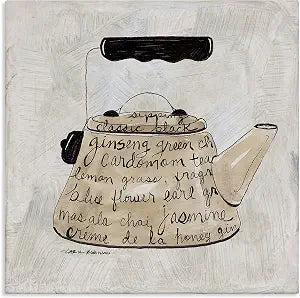 Stupell Industries Coffee Tea Kettle Phrases, 17 x 17 Inch Canvas Wall Art