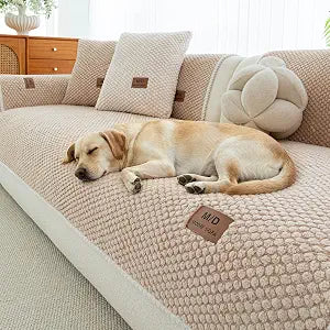 Couch Covers for Sofa, Non Slip Couch Covers for Dogs, Funny Fuzzy Sofa Cover Washable, Non Slip Sofa Slipcovers Furniture Protector for L Shaped(1PC,Khaki,36"71")