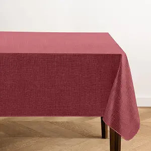 Monterey Linen Texture Vinyl Indoor/Outdoor Tablecloth, Brick - 52" W x 70" L