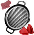 12.6" Cast Iron Grill Pan, Pre-Seasoned Griddle Skillets with Dual Handles