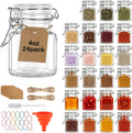 HINGWAH 24 Pack 4 oz Glass Spice Jars, Airtight Small Jars with Clamp Lids