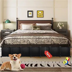 11.8" H x 83" L in Total Under Bed Blocker for Pets, Adjustable Length Bed Blockers for Under Bed, Under Bed Blocker Stops Pets Sneaking Under, Fits Twin, TwinXL, Full Beds One Side, Black
