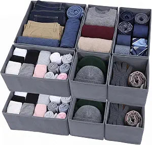 OTraki Drawer Organizer for Clothes & Underwear 10 Pack Bra Sock Organizer