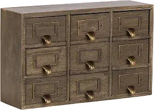 Kate and Laurel Apothecary Wood Desk Drawer Set, 9 Drawers, Rustic Brown