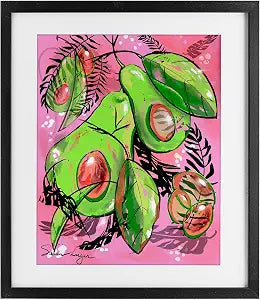 Avocado Collage Botanical Kitchen, 13 x 16 Inch Framed Print Under Glass