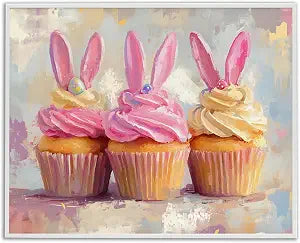 Pastel Bunny Ear Cupcakes Kitchen, 16 x 20 Inch Framed Gicle Print