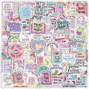 126PCS Holographic Girly Bookish Stickers, Cute Romance Book Stickers for Book Lovers, Waterproof Vinyl Decals for Laptop, Water Bottle, Booktok, Phone, Journal, Luggage