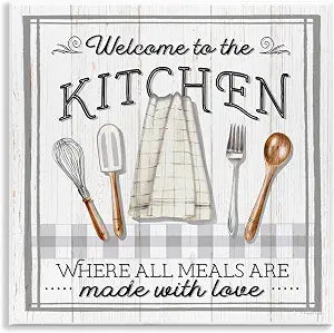Meals Made with Love Plaid, 12 x 12 Inch Mounted Print on Wall Plaque