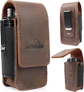 Topstache Multitool Sheath for Men - Belt Leather Multitool Holster - EDC Belt Organizer for Leatherman, Gerber - Magnetic Closure Multitool Pouch Fits Folding Tool, Darkbrown