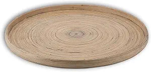 LEXA 15.7" Bamboo Round Serving Tray  Large Handcrafted Wooden Tray for Food, Ottoman, Coffee Table, Kitchen, Charcuterie, or Home Dcor, Black