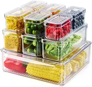 10 Pack Fridge Organizers and Storage, Clear Fridge Organizer Stackable