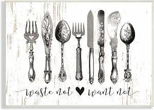 Silverware Drawing Kitchen, 10 x 15 Inch Mounted Print on Wall Plaque