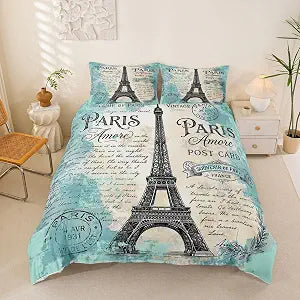 Feelyou Eiffel Tower Duvet Cover Queen Size